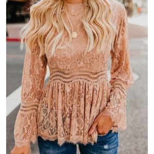 Vici Dasha Lace Peplum Top Medium